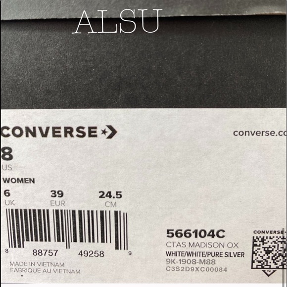 Converse Ctas Madison Ox Canvas White Silver Print - Picture 6 of 8